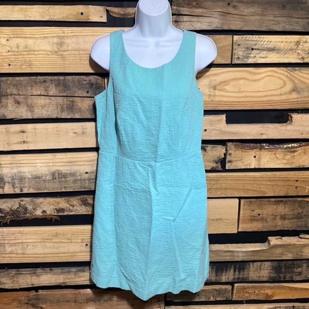 Loft Sleeveless Crinkle Keyhole Teal Dress Size‎ 10P